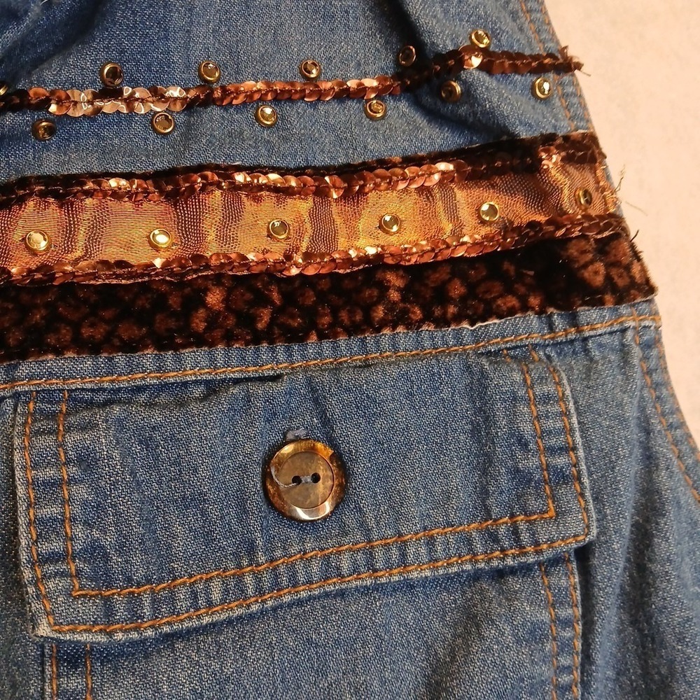 Womens Denim Western Vest Size 6 Embellished Cowgirl Rodeo Y2K Festival - Picture 5 of 9